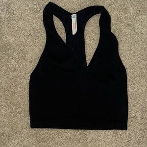 Free People Black Ribbed Racerback Top